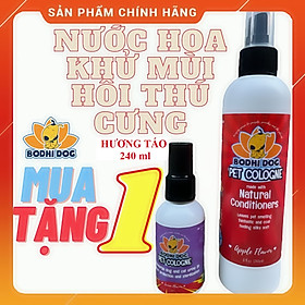 Xịt khử mùi cho chó mèo, xịt thơm cho chó mèo, xịt mượt lông chó mèo - bodhi dog - hương táo- 240ml