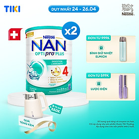 Bộ 2 Lon Sữa bột Nestlé NAN OPTIPRO PLUS 4 1500g/lon với 5HMO giúp tiêu hóa tốt + Tăng cường đề kháng (Bé 2-6 tuổi) - Tặng Ấm đun siêu tốc Kalpen