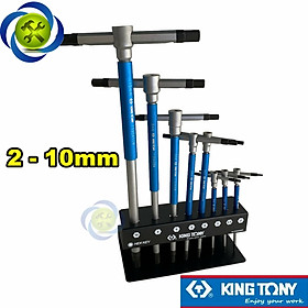 Bộ lục giác chữ T cán trượt, thân xoay Kingtony 23208MR có 8 chi tiết