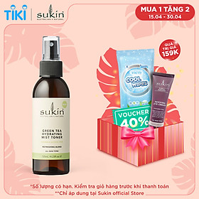 Nước Hoa Hồng Trà Xanh Dưỡng Ẩm Dạng Xịt Sukin Green Tea Hydrating Mist Toner 125ml