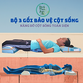 <COMBO 3 > BỘ gối bảo vệ cột sống cổ , gối kê thắt lưng và gối kê chân khi ngủ, gối hỗ trợ cột sống