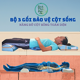 Mua  COMBO 3   BỘ gối bảo vệ cột sống cổ   gối kê thắt lưng và gối kê chân khi ngủ  gối hỗ trợ cột sống