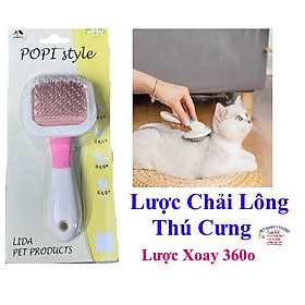 LƯỢC CHẢI LÔNG CHO PET THÚ CƯNG CHÓ MÈO Kiểu chấm bi Lược xoay tròn 360 độ Dài 15cm Thương hiệu POPI style