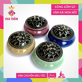 Mua Lư xông trầm hương vân đá nắp hoa mai hủ đốt trầm vân đá - Nhiều màu
