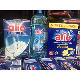 Combo Viên Rửa Bát Alio 100 Viên + Muối  Alio 2kg + Nước Làm Bóng Alio 1000ml Chuyên Dùng Cho Máy Rửa Bát