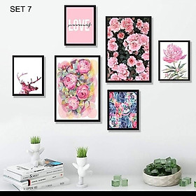 Mua Tranh Canvas treo tường phòng khách  phòng ăn - Bộ 06 tranh hiện đại tặng kèm khung và đinh treo tường PVP-TP188