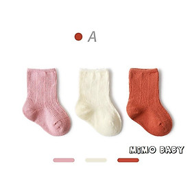 Set 3 đôi tất vớ trơn tone màu hàn quốc cho bé Mimo baby T04