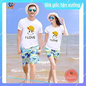 Đồ đôi đi biển độc đáo nguyên bộ áo và quần nổi bật cho gia đình nam nữ trẻ em DDB13T DONGPHUCSG