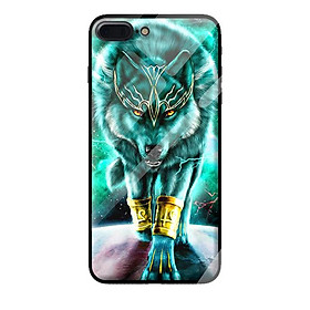 Ốp kính cường lực cho iPhone 8 Plus mẫu SÓI XANH 1 - Hàng chính hãng