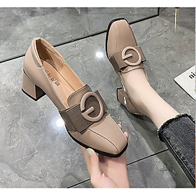 [CHẤT LƯỢNG] Giày loafer nữ đế vuông 5 phân khóa chun S040 êm chân chắc chắn