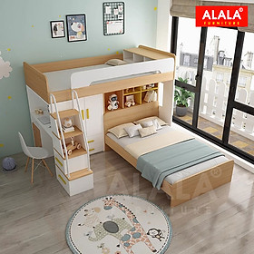 Giường tầng ALALA166 đa năng/ Miễn phí vận chuyển và lắp đặt/ Đổi trả 30 ngày/ Sản phẩm được bảo hành 5 năm từ thương hiệu ALALA/ Chịu lực 700kg