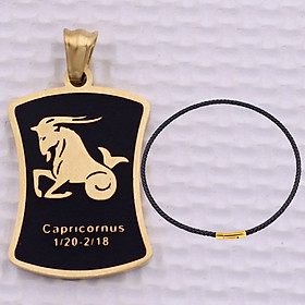 Mặt dây chuyền cung Ma Kết - Capricorn inox vàng kèm vòng cổ dây da đen, Cung hoàng đạo