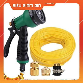 Vòi xịt rửa xe,Vòi phun nước tưới cây tăng áp thông minh 8 chế độ 815621-1 (cút đồng,nối đồng - dây vàng)