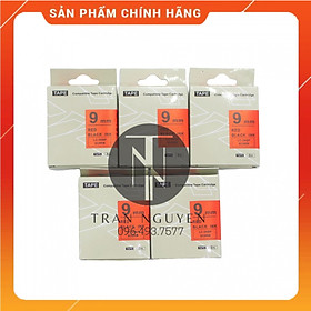 Mua  Combo 5 cuộn  Nhãn in Tepra SC9RW (LC-3RBP) - Chữ đen nền đỏ 9mm x 8m - Hàng nhập khẩu