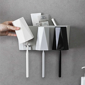 Hộp đựng bàn chải kim cương dán tường phòng tắm sang trọng, kệ treo bàn chải và ly súc miệng (tặng kèm 3 ly ) GD302-HBC-KimCuong