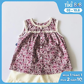 Bộ quần áo ngắn bé gái họa tiết Hoa nhí đỏ quần vàng - AICDBGJR1TWH - AIN Closet
