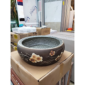 Mua CHẬU RỬA MẶT LAVABO GỐM SỨ ĐẶT BÀN HÌNH TRÒN HỌA TIẾT HOA VĂN