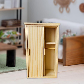 1/12 Dollhouse Wardrobe Unpainted Simulation Closet Wooden Furniture for Bedroom Decoration Child Doll Furniture DIY Projects Accessories