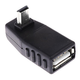 USB 2.0 Mini Male To USB Female Up Angle Adapter Convertor Black