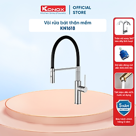 Mua Vòi rửa bát thân mềm Konox  Model KN1618  Inox 304AISI tiêu chuẩn châu Âu  mạ PVD 5 lớp sáng bóng  Hàng chính hãng