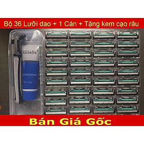 DAO CẠO RÂU 1 Bộ 36 Lưỡi Kép cực sắc + Tặng kem cạo râu Ảnh thật