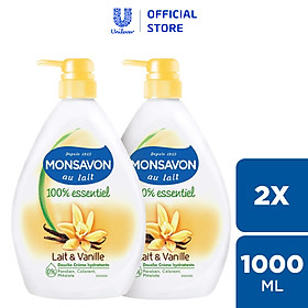 Combo 2 Sữa tắm chiết xuất sữa và hoa vani Monsavon 1000ml