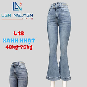 L18_Quần jean nữ, loe, lưng cao, quần bò nữ dáng ôm, quần rin nữ có big size, cho 42kg đến 75kg,LEN NGUYEN STORE - Xanh Nhạt