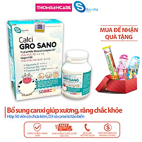 Viên canxi cho bé Calci Gro Sano Hộp 50 viên- Giúp xương