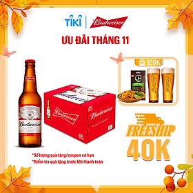 Thùng 24 Chai Bia Budweiser Chính Hãng (330ml/Chai)