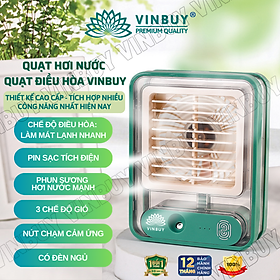 Mua Quạt mini để bàn tích điện cầm tay VinBuy  phun sương hơi nước 3 cấp độ gió  có pin  đèn ngủ  tiện lợi di chuyển mọi nơi - Hàng chính hãng