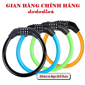 Khóa xe đạp thể thao tròn chống trộm lõi thép, 4 số an toàn không cần chìa khóa tiện lợi - Khóa xe đạp thể thao chống trộm 4 số cao cấp - Khóa Dây Dùng Mật Khẩu Gắn Xe Máy, Xe Đạp - Hầng Chính Hãng dododios