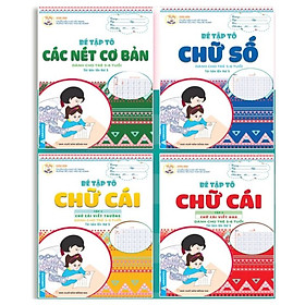 Combo Bé Tập Tô - Dành Cho Trẻ 5-6 Tuổi: Bé Tập Tô Chữ Cái Tập 1 + 2, Chữ Số, Các Nét Cơ Bản (Bộ 4 Cuốn) - ABB