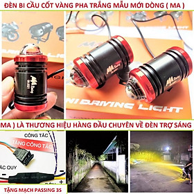 Đèn trợ sáng bi cầu viền đỏ BMA 2 màu cốt vàng pha trắng mẫu mới vỏ hợp kim chống nước