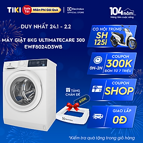 Mua  Free Giao lắp  Máy giặt cửa trước Electrolux 8kg EWF8024D3WB - Giặt hơi nước diệt 99.9% vi khuẩn hiệu quả trên nhiều loại vải khác nhau  tiết kiệm điện năng  Hàng Chính Hãng 