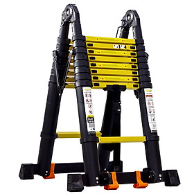 Thang nhôm rút đôi Sumika SKS560D (2.8M+2.8M) - Sơn tĩnh điện, chống trầy xước, khóa chốt cao cấp, nhiều đế cao su chống trượt, bậc thang diện tích rộng, thanh giằng giữa 2 bên thang