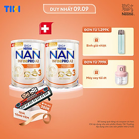 Bộ 2 Lon Sữa bột NAN INFINIPRO A2 800g Thụy Sĩ 3 với đạm quý A2 tiêu hóa tốt sau 7 ngày và 6HMO tăng cường đề kháng (2 - 6 tuổi) - Tặng Đồ chơi đàn organ