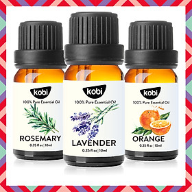 Combo Tinh Dầu Oải Hương Kobi (10ml) + Tinh Dầu Hương Thảo Kobi (10ml) + Tinh Dầu Cam Ngọt Kobi (10ml) - Tinh Dầu Thiên Nhiên Nguyên Chất, Giúp Giảm Stress, Làm Thơm Phòng