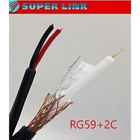 Cáp đồng trục kèm dây nguồn RG59+2C Superlink cuộn 305m- Hàng chính hãng