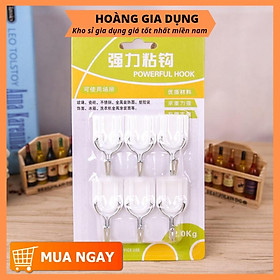 Mua Móc Dán Tường Vỉ 6 Móc Màu Trắng Treo Tường Treo Quần Áo Tiện Ích H011