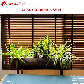 Chậu gỗ trồng cây, hoa, kệ trồng cây ban công-01 - Màu cánh gián