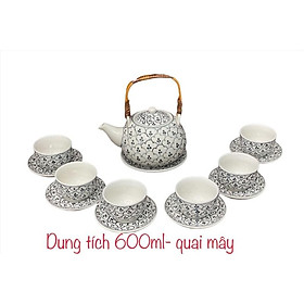 Mua Bộ ấm trà dung tích 650ml hàng xuất khẩu Nhật  họa tiết vẽ thủ công hoa bèo. Gốm sứ Bát Tràng