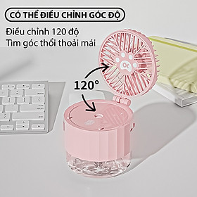 Mua Quạt mini phun sương tích điện kết hợp đèn ngủ tiếng ồn thấp pin 1500mAh hàng nội địa trung - QMN04