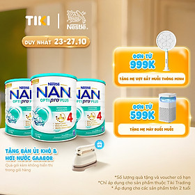 Bộ 3 lon Sữa bột NAN OPTIPRO PLUS 4 Nestle Bé 2-6 tuổi 1500g/lon Giúp tiêu hóa tốt