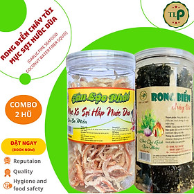 MỰC SỢI HẤP NƯỚC DỪA HŨ 200G VÀ RONG BIỂN CHÁY TỎI HŨ 100G TÂN LỘC PHÁT