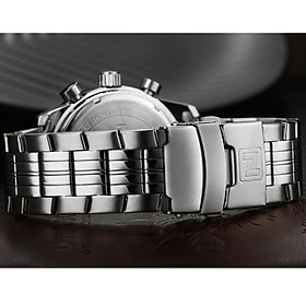 Đồng hồ đeo tay thời trang nam NAVIFORCE thể thao thời gian kép Quartz chống thấm nước 3ATM bằng thép không gỉ -Màu Bạc đen