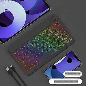 Bộ Bàn phím chuột Led RGB không dây Bluetooth BL30 mini siêu mỏng pin sạc chống ồn cho PC Laptop smartphone Tablet