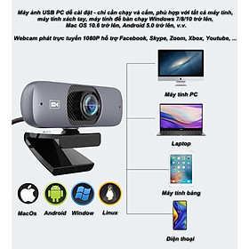 Mua Webcam UHD 2K Tích Hợp Micro  Xoay 360 Độ  Góc nhìn siêu rộng 130°  Phù Hợp Hội Nghị Học Online