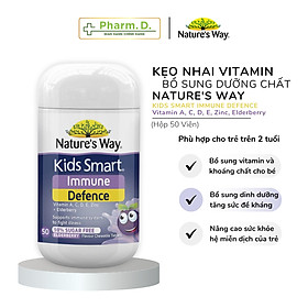 Kẹo Nhai NATURE'S WAY Kids Smart Immune Defence Chewable Giúp Bổ Sung Vitamin Cho Bé (Hộp 50 Viên)