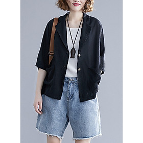 Áo vest Blazer Linen nữ dáng lửng tay lỡ 1 lớp LAHstore, chất vải linen mềm mại, thời trang xuân hè