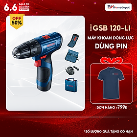 Máy khoan pin Bosch GSB 120-LI (1 pin 12V 2AH + 1 sạc + bộ mũi khoan ) - Hàng chính hãng